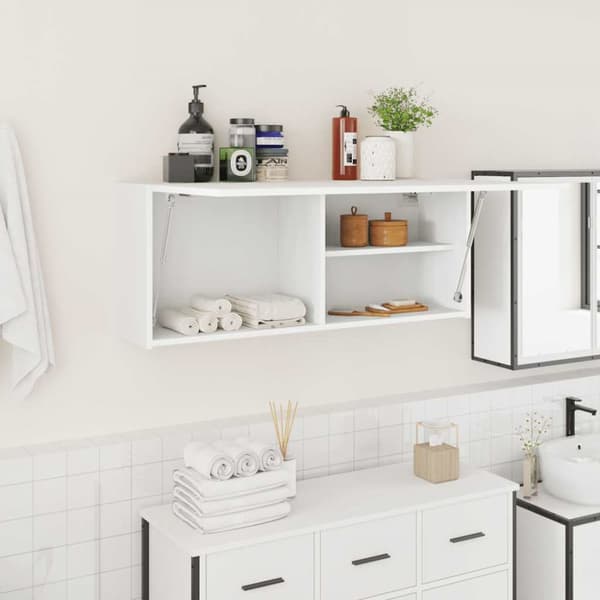 Väggskåp för badrum vit 100x25x40 cm konstruerat trä