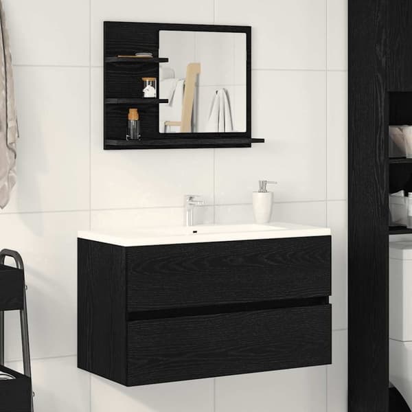 Badrumsspegel svart ek 60x10,5x45 cm konstruerat trä