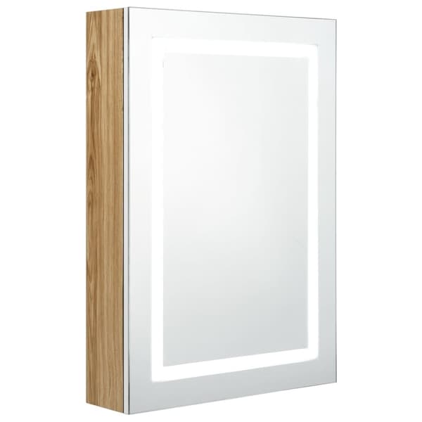 Spegelskåp med LED vit och ek 50x13x70 cm