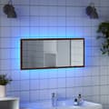 Miniatyrbild 1 av 2: Badrumsspegel med LED brun ek 100x8,5x37 cm konstruerat trä