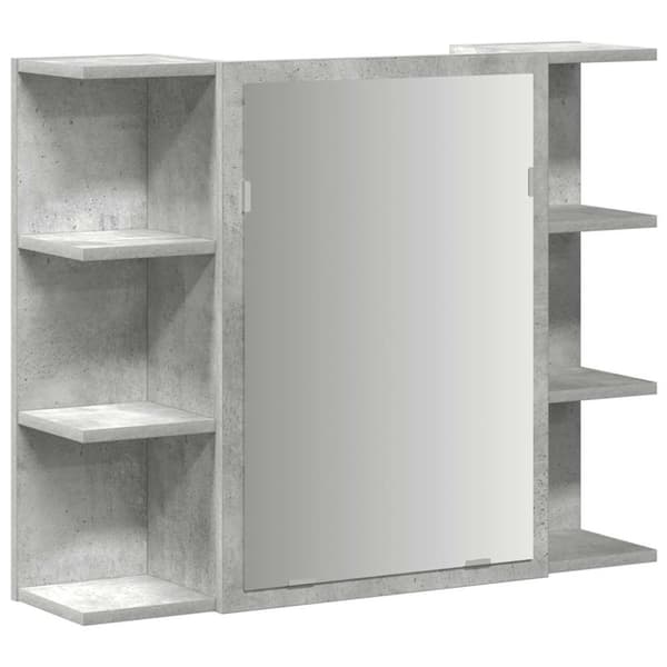 Spegelskåp för badrum betonggrå 80x20,5x64 cm konstruerat trä