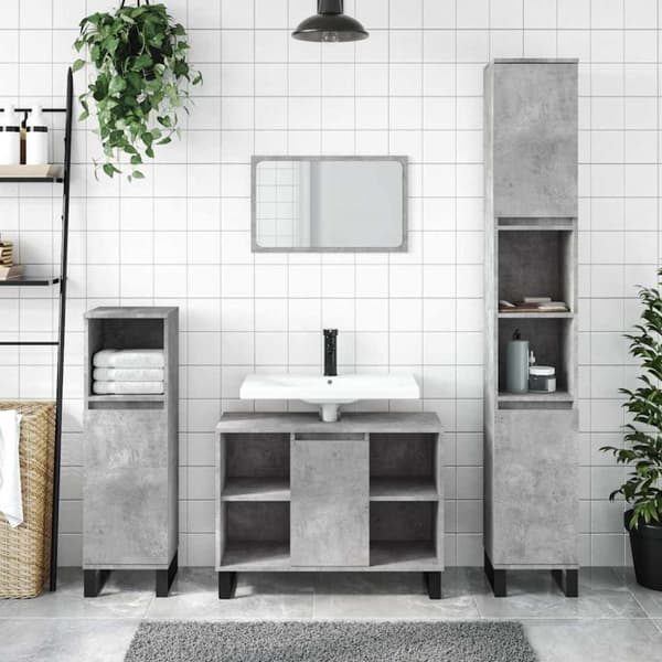 Badrumsskåp betonggrå 80x33x60 cm konstruerat trä