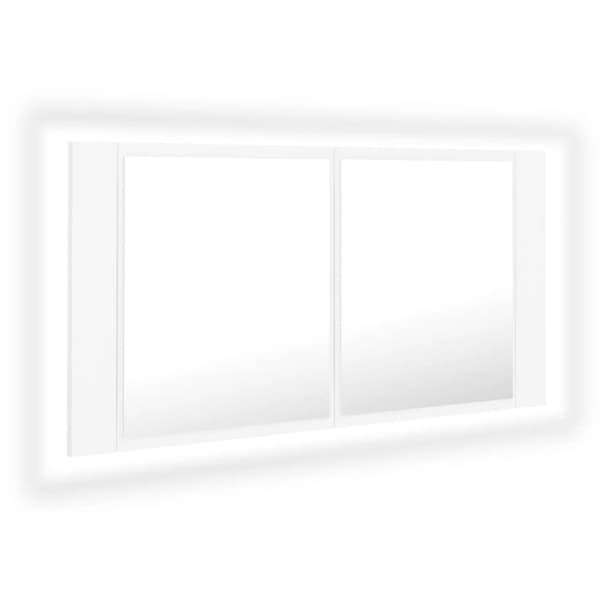 Spegelskåp med LED vit 90x12x45 cm akryl