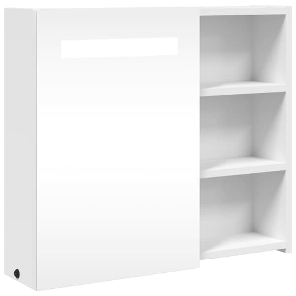 Spegelskåp och LED-lampa vit 60x13x52 cm