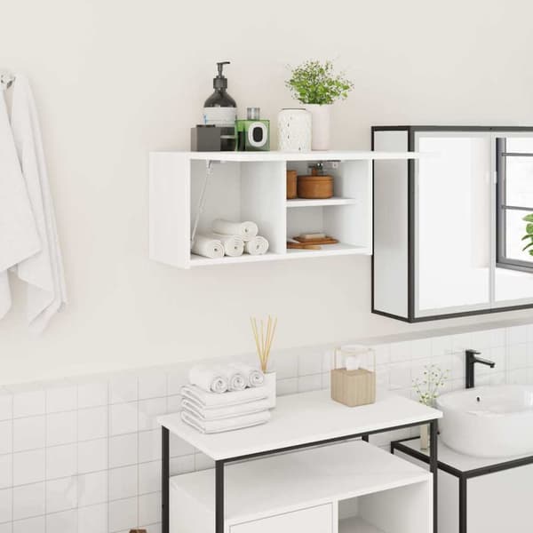 Väggskåp för badrum vit 60x25x30 cm konstruerat trä