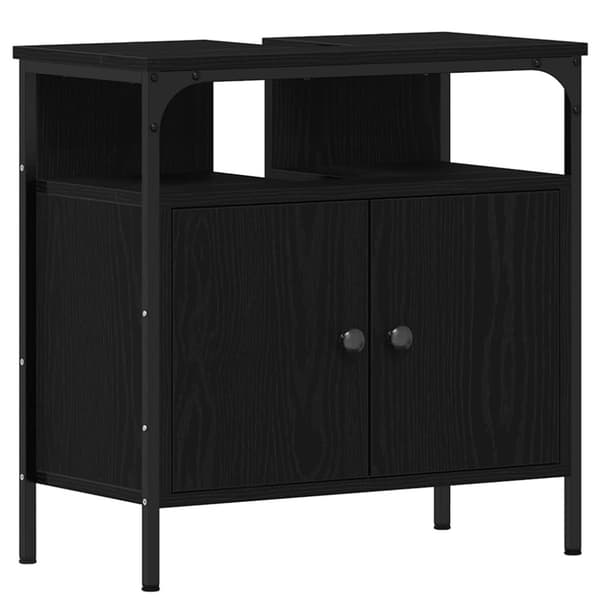 Tvättställsskåp svart ek 60x30x60 cm konstruerat trä
