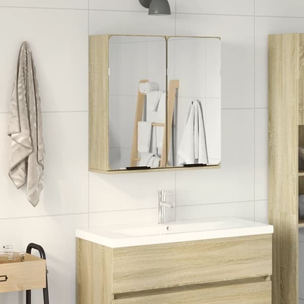 Spegelskåp för badrum sonoma-ek 64,5x20x66,5 cm konstruerat trä