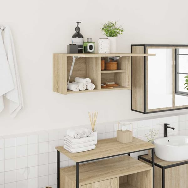 Väggskåp för badrum sonoma-ek 60x25x30 cm konstruerat trä