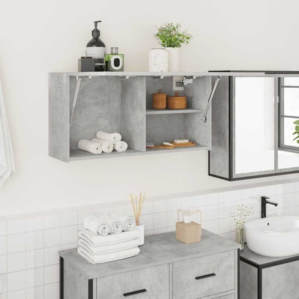 Väggskåp för badrum betonggrå 80x25x40 cm konstruerat trä