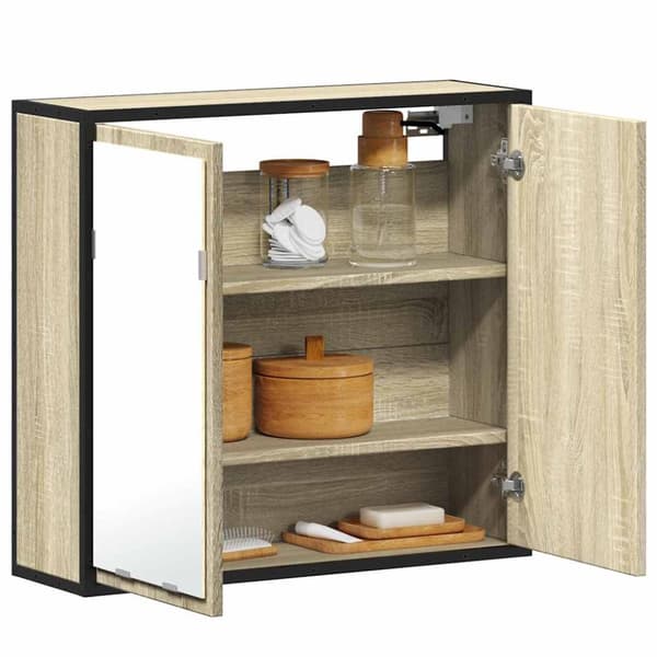 Spegelskåp för badrum sonoma-ek 65x20x60 cm konstruerat trä