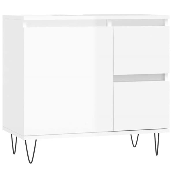 Badrumsskåp vit högglans 65x33x60 cm konstruerat trä