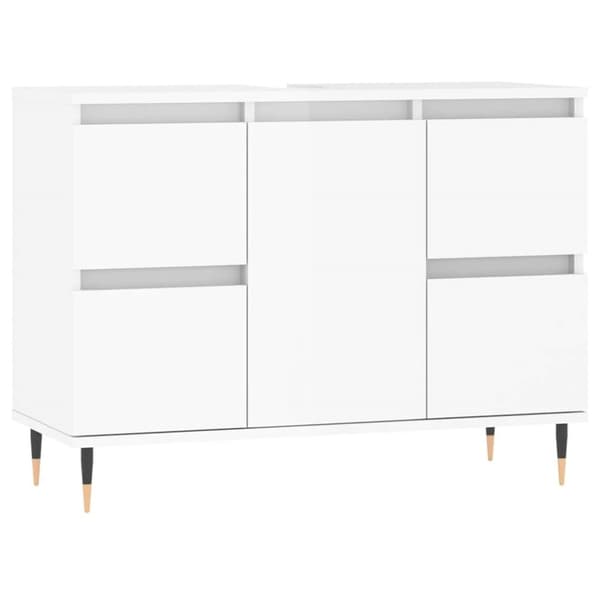 Badrumsskåp vit högglans 80x33x60 cm konstruerat trä