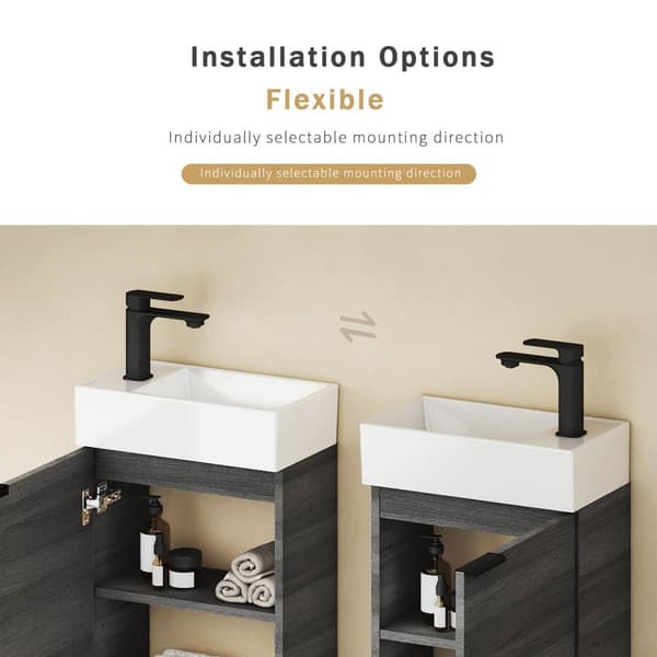 EMKE Badrumsskåp med handfat - Vitt handfat, justerbart hyllplan, mjukstängande dörrar, modern design