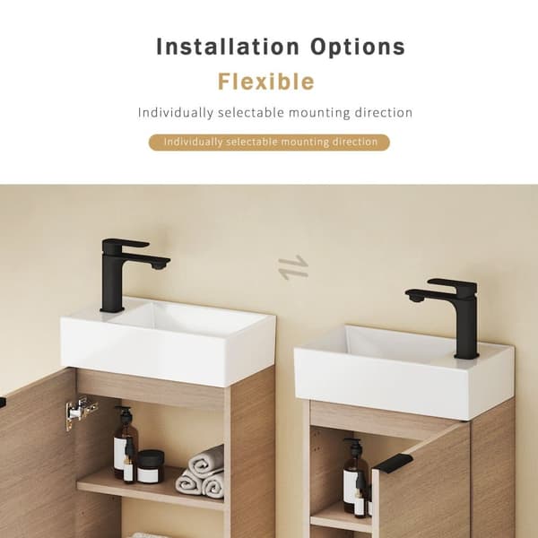 EMKE Badrumsskåp med handfat - Vitt handfat, justerbart hyllplan, mjukstängande dörrar, modern design