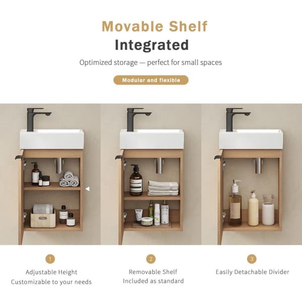 EMKE Badrumsskåp med handfat - Vitt handfat, justerbart hyllplan, mjukstängande dörrar, modern design
