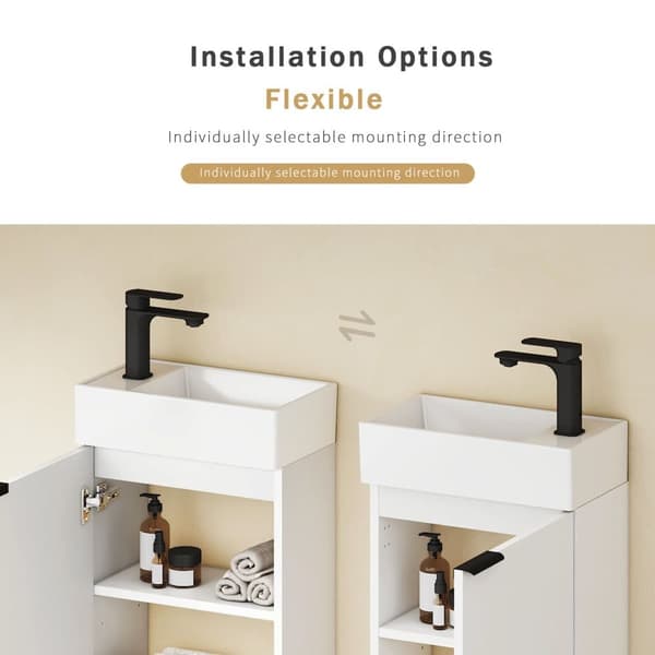 EMKE Badrumsskåp med handfat - Vitt handfat, justerbart hyllplan, mjukstängande dörrar, modern design