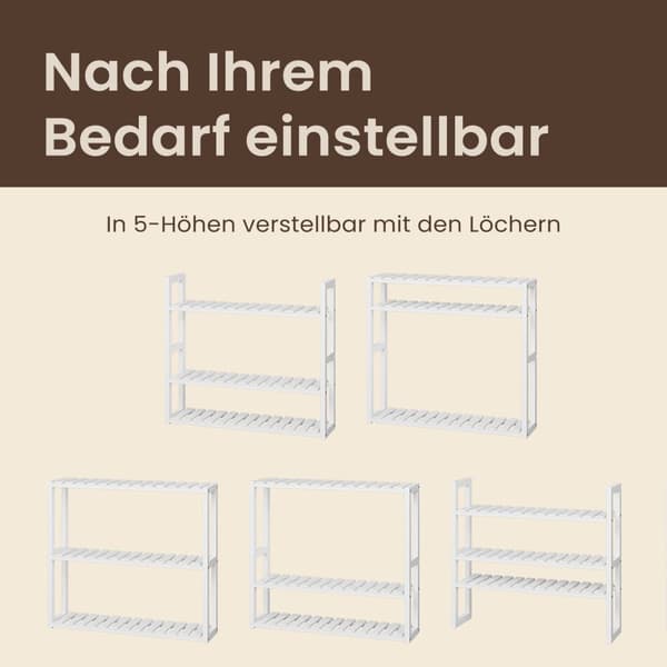 Rootz bambu badrumshylla - växthylla - justerbara hyllor - rymdbesparande - 60 cm x 54 cm x 15 cm