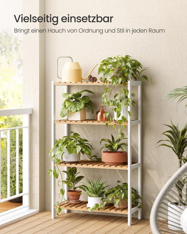 Rootz Bamboo Badeværelseshylde - Opbevaringsarrangør - Rumbesparelse - Miljøvenlig bambus - 26 x 60 x 100 cm hvid/naturlig