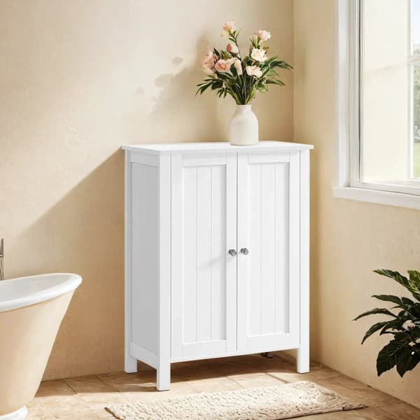Rootz Badeværelsets kabinet - Fritstående opbevaringsskab - Hvid MDF - Rumbesparende design - 60 cm x 80 cm x 30 cm