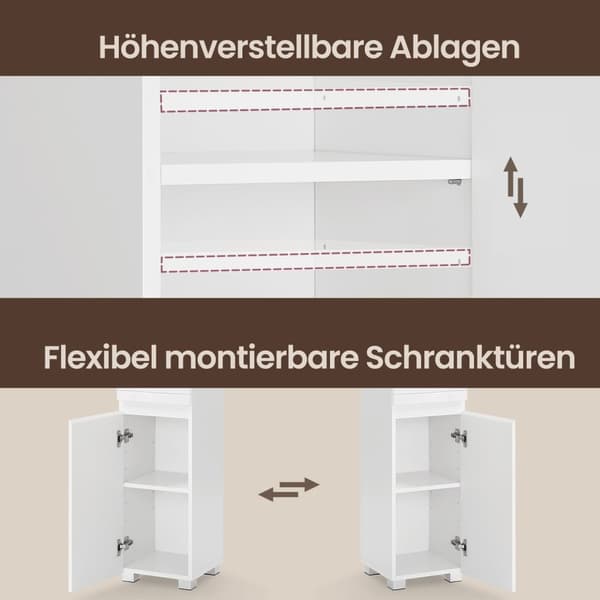 Rootz Badrumsskåp - Badrumsmöbler - Lagringsenhet - Lådanarrangör - Klassisk vit MDF - 30 cm x 30 cm x 170 cm