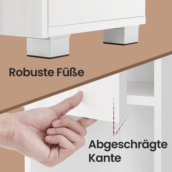 Rootz Badrumsskåp - Badrumsmöbler - Lagringsenhet - Lådanarrangör - Klassisk vit MDF - 30 cm x 30 cm x 170 cm