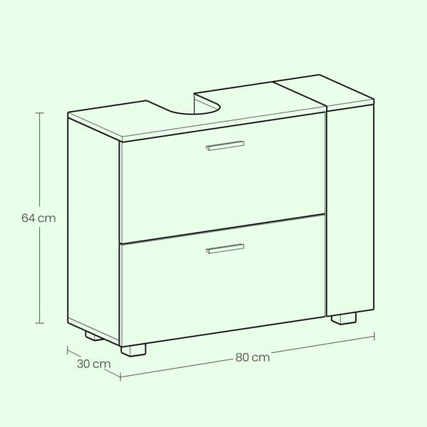 Rootz Badrumsvaskskåp - Öppna fack - Badrumsförvaring - MDF Material - Space Saving Design - 30 cm x 80 cm x 64 cm