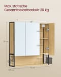 Miniatyrbillede 3 af 7: Rootz badeværelse skab - LED -belysning - brun og hvid -kompakt opbevaringsløsning - 14,5 x 70 x 70 cm