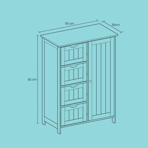 Rootz Badrumskåp - smalt sidoskåp - Lagringsarrangör - Space Saving Design - 55 cm x 82 cm x 30 cm