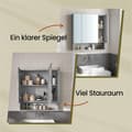 Miniatyrbillede 4 af 5: Rootz badeværelse skab med 3 døre - Mirror Cabinet - Badeværelsesopbevaring - Rumbesparende design - 16,5 cm x 70 cm x 75 cm