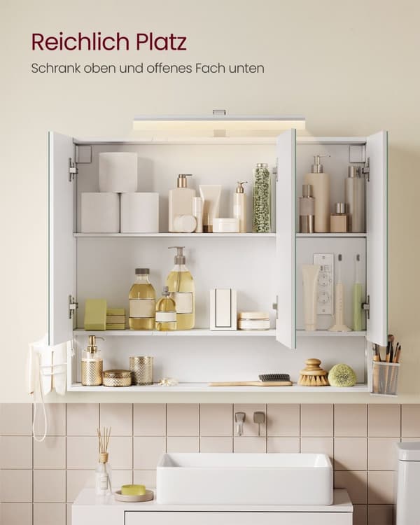 Rootz Badrumskåp - förvaringsenhet - Vanity Capboard - White Finish - Organiserar Essentials - 16,5 cm x 90 cm x 75 cm