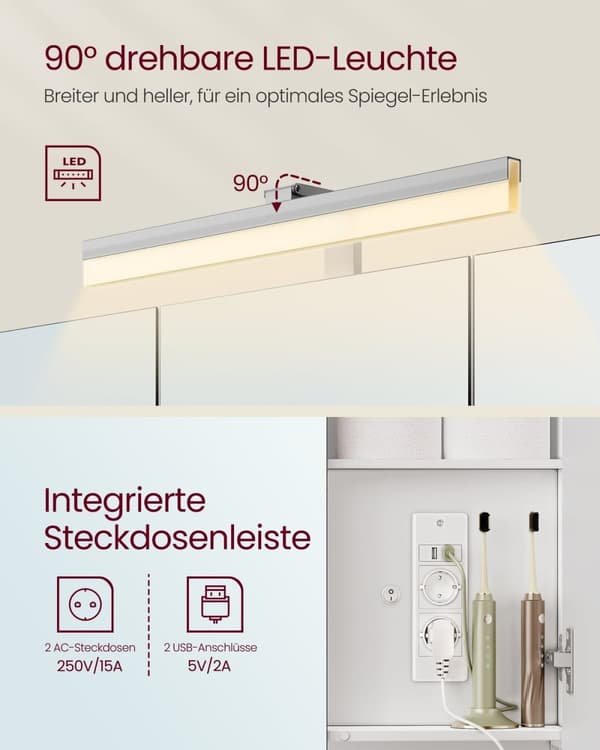 Rootz Badrumskåp - förvaringsenhet - Vanity Capboard - White Finish - Organiserar Essentials - 16,5 cm x 90 cm x 75 cm