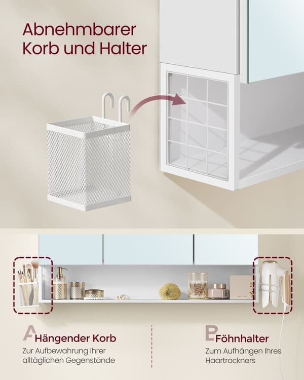 Rootz Badrumskåp - förvaringsenhet - Vanity Capboard - White Finish - Organiserar Essentials - 16,5 cm x 90 cm x 75 cm