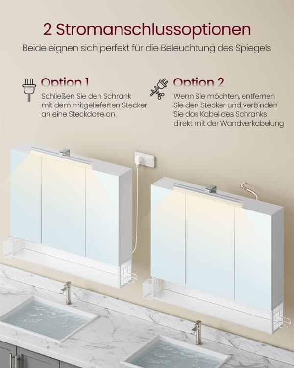 Rootz Badrumskåp - förvaringsenhet - Vanity Capboard - White Finish - Organiserar Essentials - 16,5 cm x 90 cm x 75 cm