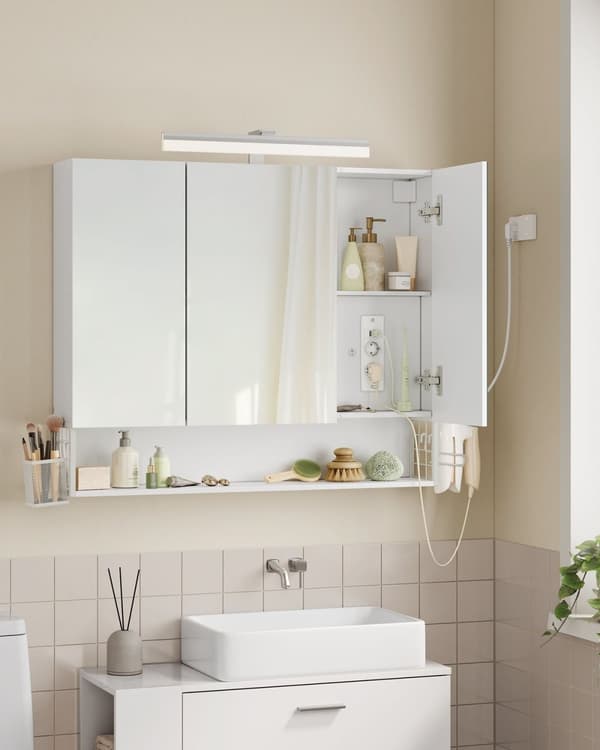 Rootz Badrumskåp - förvaringsenhet - Vanity Capboard - White Finish - Organiserar Essentials - 16,5 cm x 90 cm x 75 cm