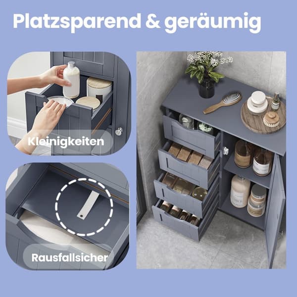 Rootz badeværelse skab - smalt sideskab - Opbevaringsarrangør - Rumbesparende MDF - 30 cm x 55 cm x 82 cm
