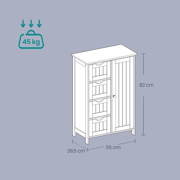 Rootz badeværelse skab - smalt sideskab - Opbevaringsarrangør - Rumbesparende MDF - 30 cm x 55 cm x 82 cm