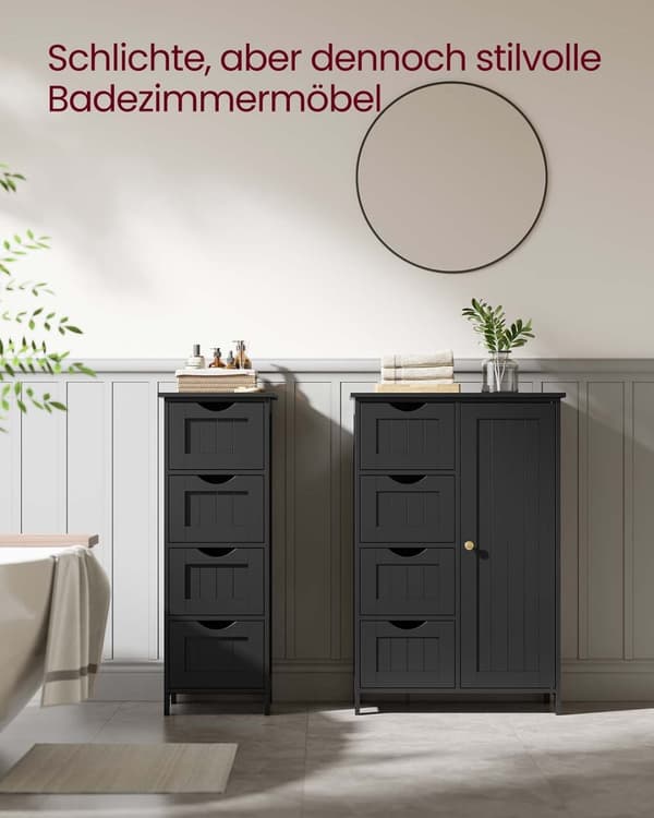 ROTZ BAMBRUMS SIDA CABILET - Förvaringskista - 4 Lådenhet - Svart MDF - 30 x 30 x 82 cm