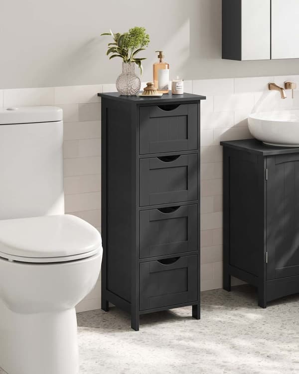 ROTZ BAMBRUMS SIDA CABILET - Förvaringskista - 4 Lådenhet - Svart MDF - 30 x 30 x 82 cm