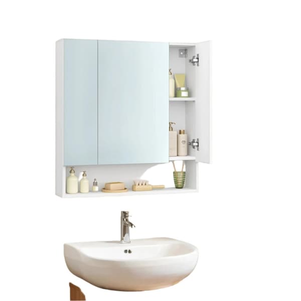 Rootz Badrumskåp - Spegelskåp - 3 dörr Badrum förvaring - Space Saver - 16,5 cm x 70 cm x 75 cm