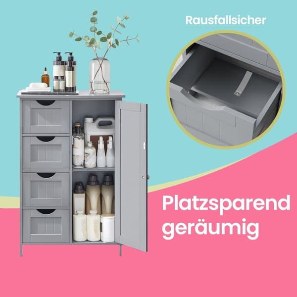 Rootz badeværelse skab - smalt sideskab - MDF -opbevaringsenhed - fugtbestandig - 30 cm x 55 cm x 82 cm i grå