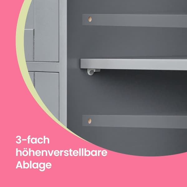 Rootz badeværelse skab - smalt sideskab - MDF -opbevaringsenhed - fugtbestandig - 30 cm x 55 cm x 82 cm i grå
