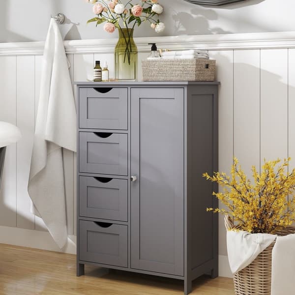 Rootz badeværelse skab - smalt sideskab - MDF -opbevaringsenhed - fugtbestandig - 30 cm x 55 cm x 82 cm i grå