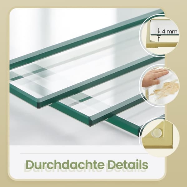 Rootz badeværelse hylde - 6 -lags opbevaring - Glasshylder enhed - Guld finish - 177,3 cm x 40 cm x 30 cm - Elegant design