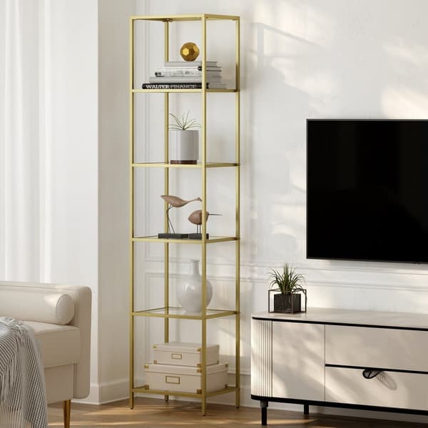 Rootz badeværelse hylde - 6 -lags opbevaring - Glasshylder enhed - Guld finish - 177,3 cm x 40 cm x 30 cm - Elegant design