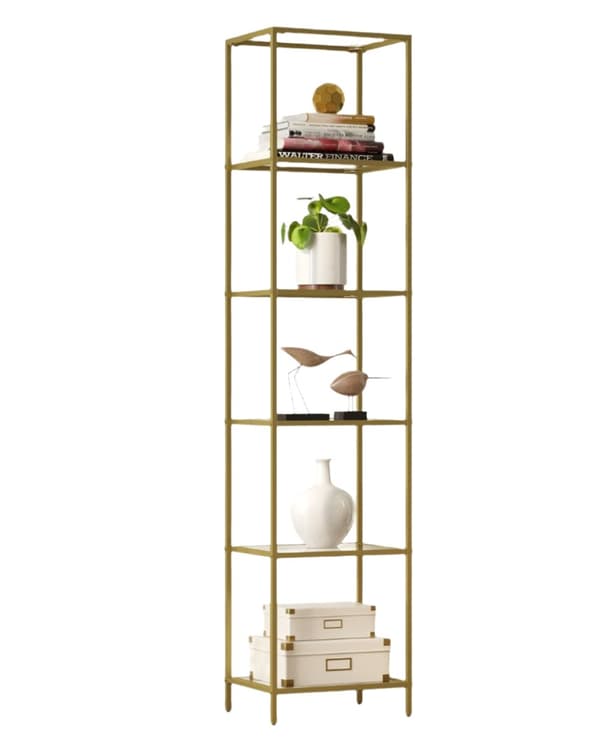 Rootz badeværelse hylde - 6 -lags opbevaring - Glasshylder enhed - Guld finish - 177,3 cm x 40 cm x 30 cm - Elegant design
