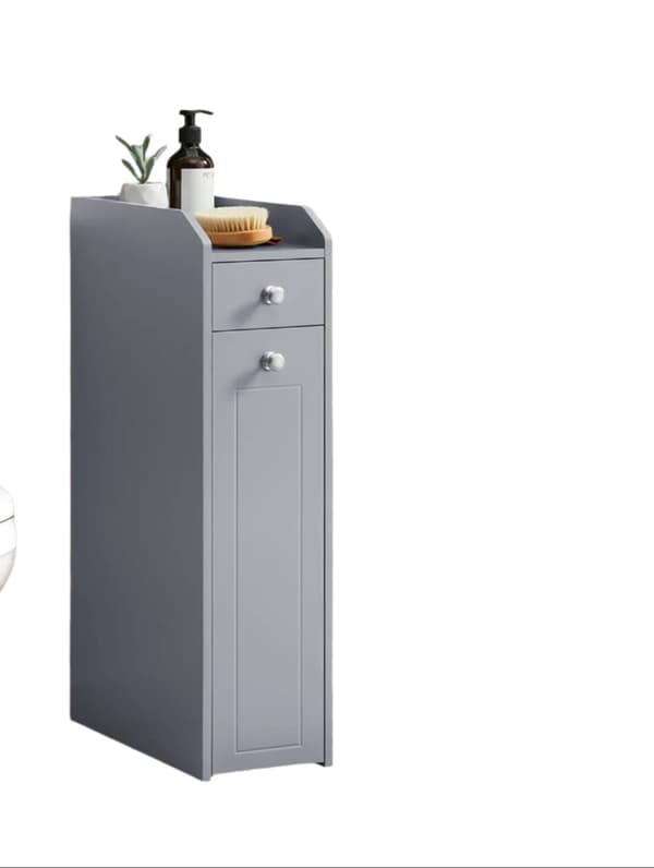 Rootz Gray Badrumskåp - smalt skåp - Small Toalettpappersskåp - Space Saving Design - 40 cm x 18 cm x 70 cm