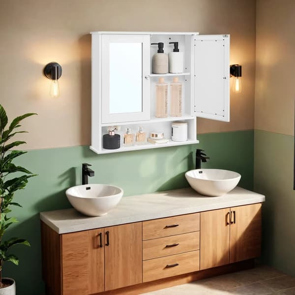 Rootz Mirror Cabinet - Badeværelsesskab - Vægskab - Rumbesparende - 56 cm x 58 cm x 13cm