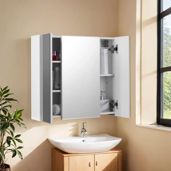 Rootz Mirror Cabinet - Väggskåp - Badrumsförvaring - Rymdbesparing - 60 x 15 x 55 cm