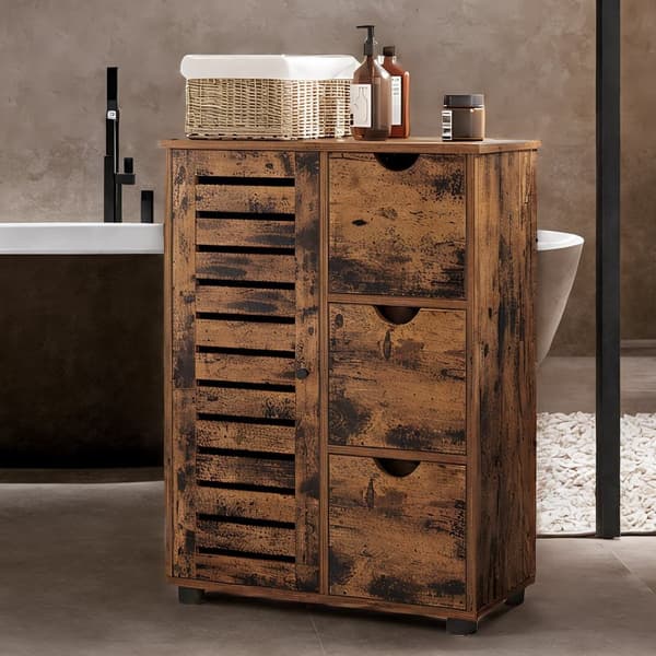 Rootz smalt badrumsskåp - sidoskåp - vintage brunt trä - rymdbesparande - 60 cm x 30 cm x 80 cm