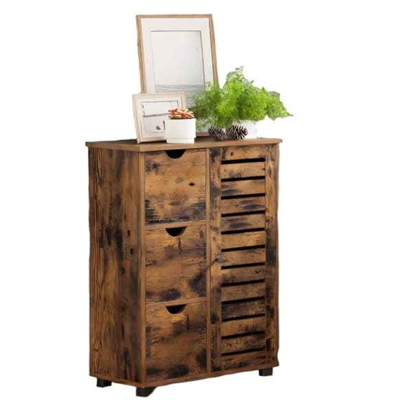 Rootz smalt badrumsskåp - sidoskåp - vintage brunt trä - rymdbesparande - 60 cm x 30 cm x 80 cm